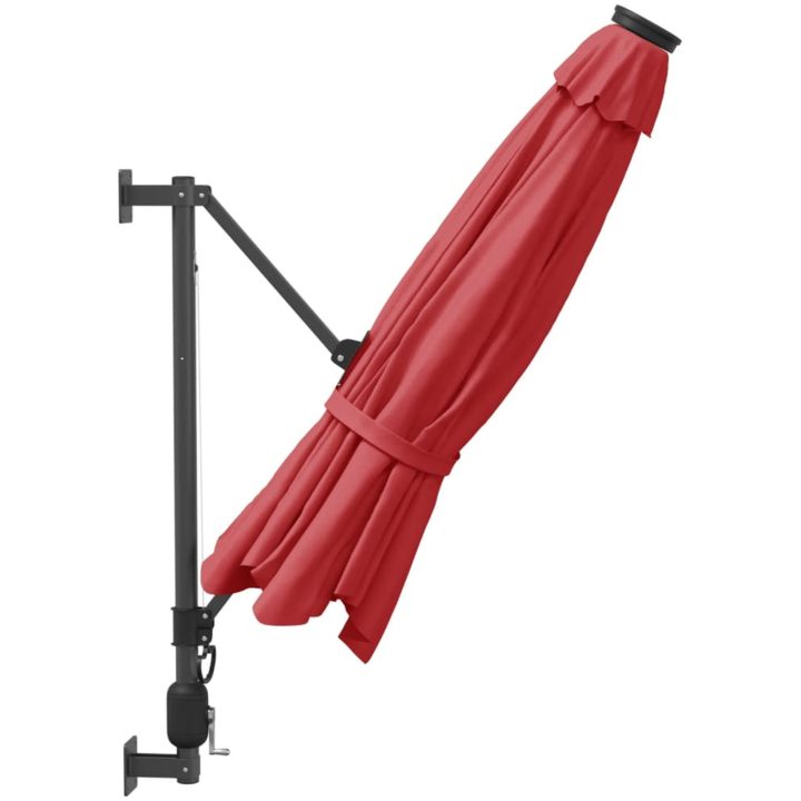 Väggmonterat parasoll med LED-lampor klarröd 290 cm vidaXL – bild 5