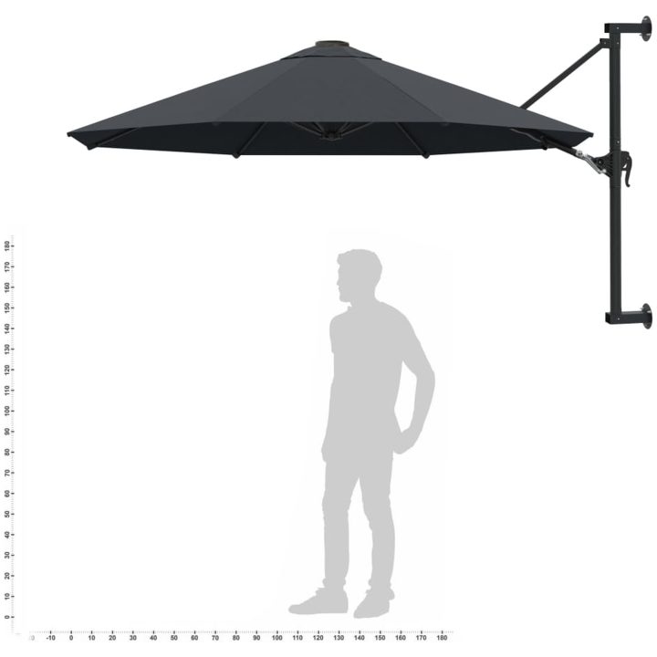 Väggmonterat parasoll med metallstång 300 cm antracit vidaXL – bild 9