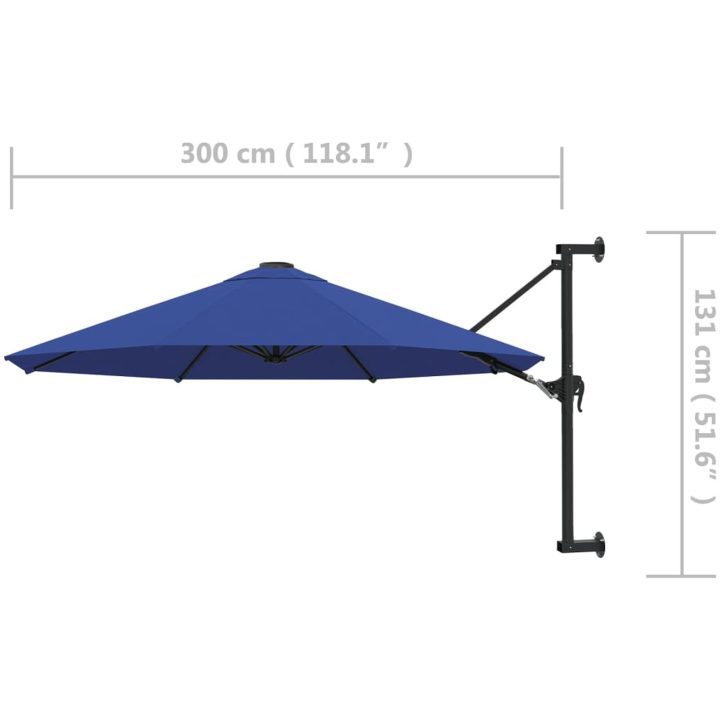 Väggmonterat parasoll med metallstång 300 cm blue vidaXL – bild 8