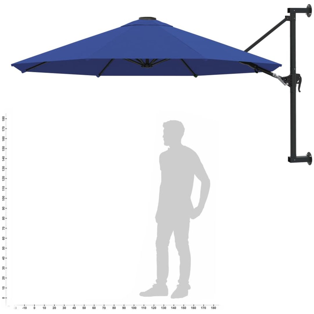 Väggmonterat parasoll med metallstång 300 cm blue vidaXL – bild 9