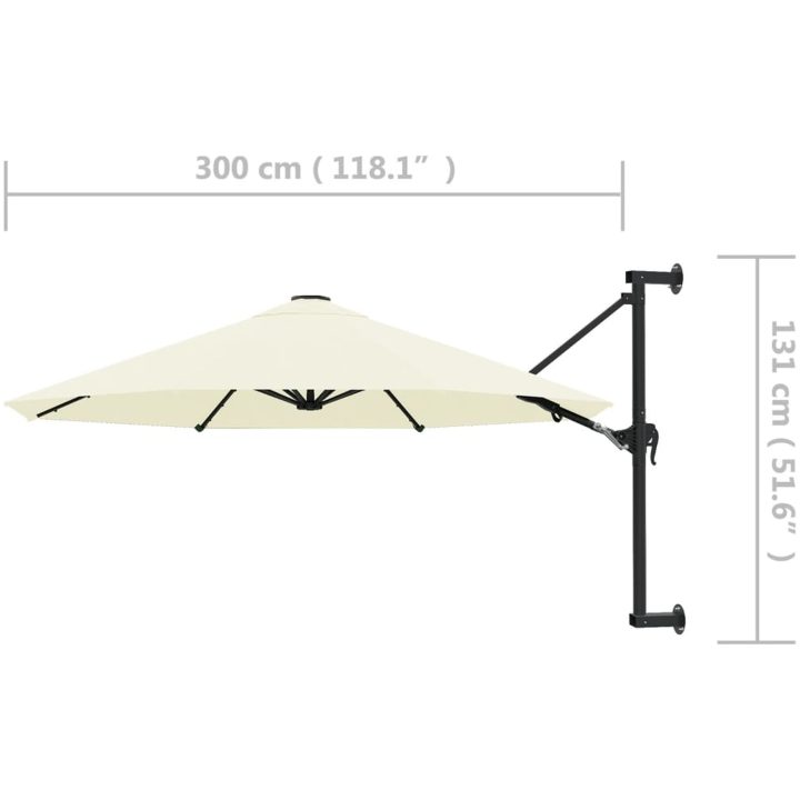 Väggmonterat parasoll med metallstång 300 cm sand vidaXL – bild 8