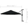 Väggmonterat parasoll med metallstång 300 cm svart vidaXL – miniatyr 8