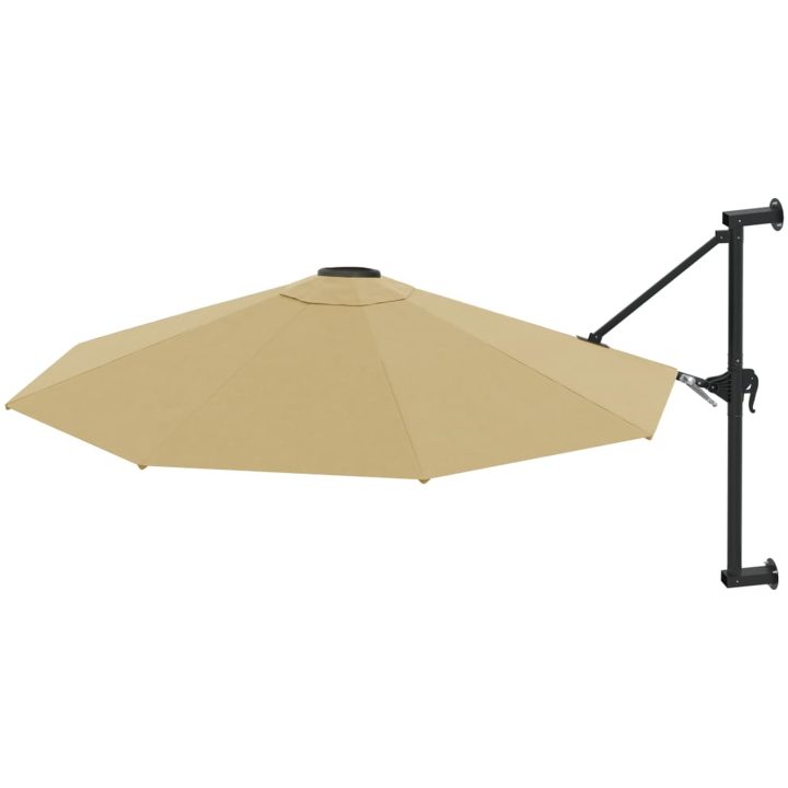Väggmonterat parasoll med metallstång 300 cm taupe vidaXL – bild 2