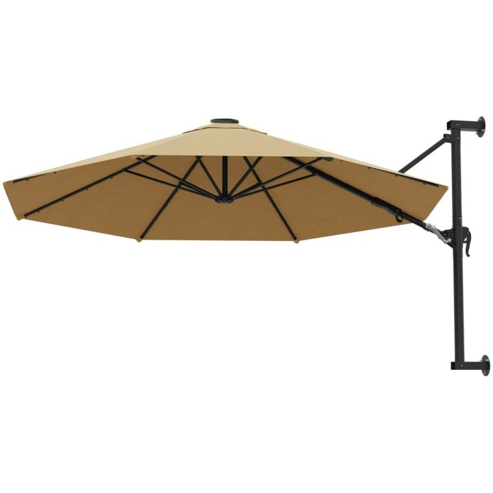 Väggmonterat parasoll med metallstång 300 cm taupe vidaXL – bild 3