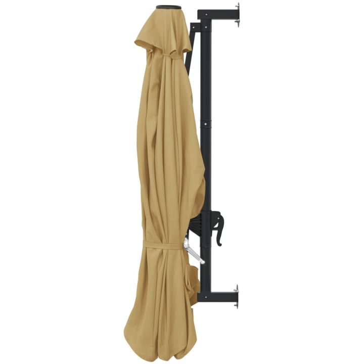 Väggmonterat parasoll med metallstång 300 cm taupe vidaXL – bild 5