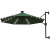 Väggmonterat trädgårdsparasoll med LEDs 300 cm grön vidaXL – miniatyr 2