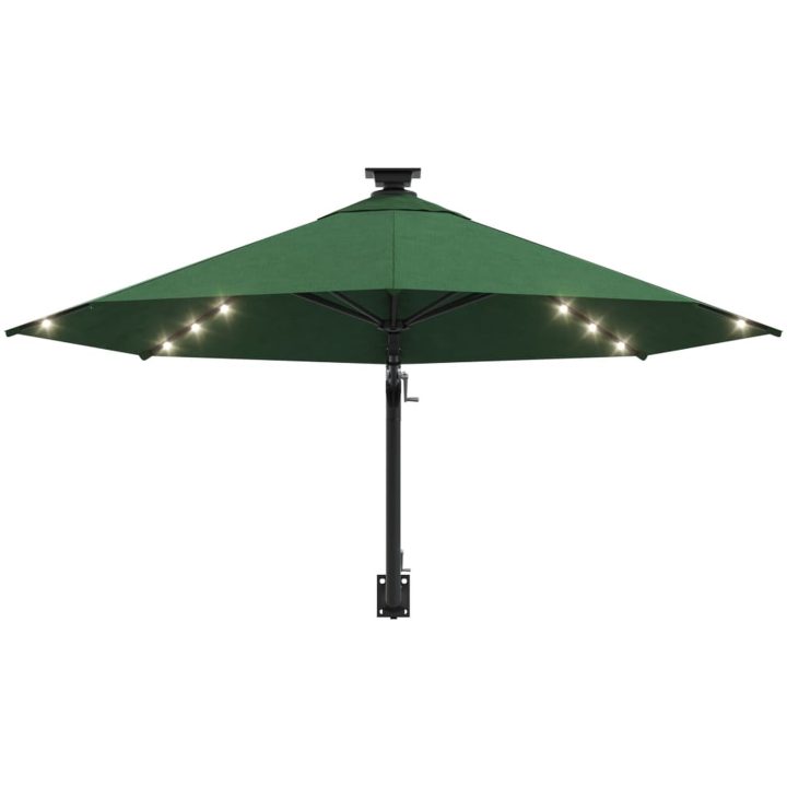 Väggmonterat trädgårdsparasoll med LEDs 300 cm grön vidaXL – bild 4