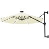 Väggmonterat trädgårdsparasoll med LEDs 300 cm sand vidaXL – miniatyr 2