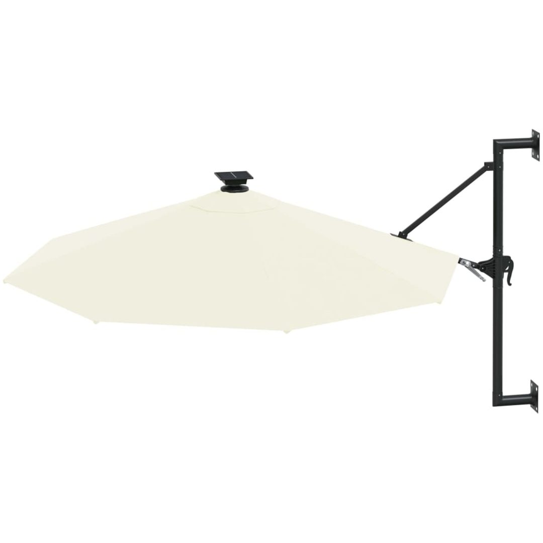 Väggmonterat trädgårdsparasoll med LEDs 300 cm sand vidaXL – bild 3