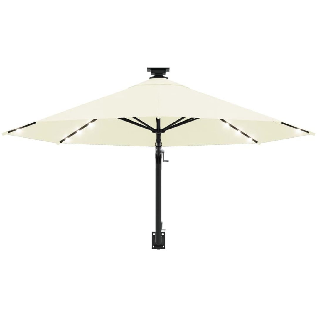 Väggmonterat trädgårdsparasoll med LEDs 300 cm sand vidaXL – bild 4