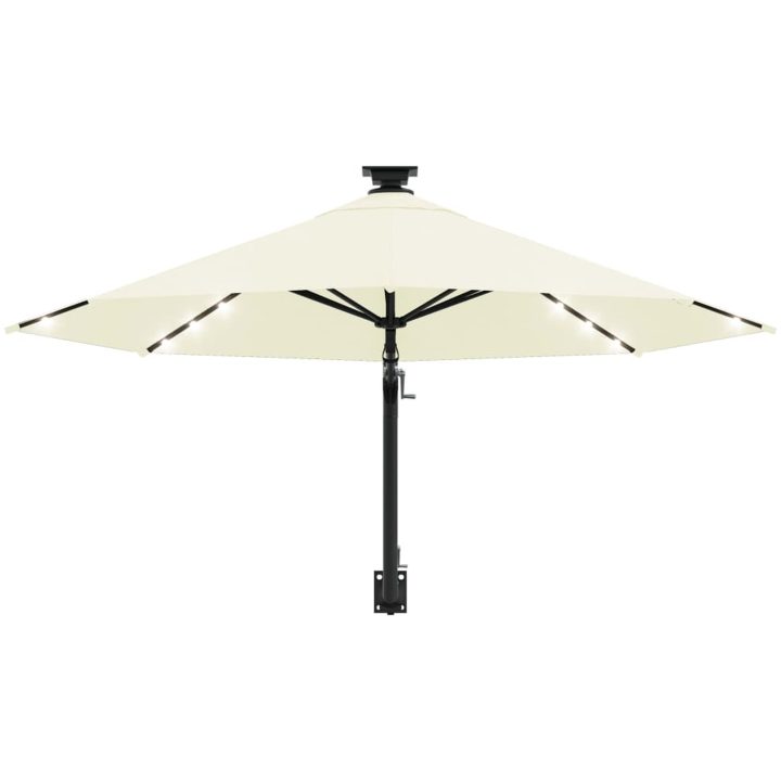 Väggmonterat trädgårdsparasoll med LEDs 300 cm sand vidaXL – bild 4