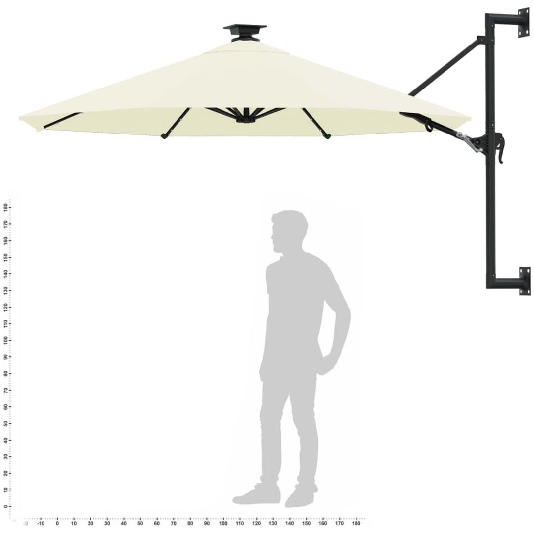 Väggmonterat trädgårdsparasoll med LEDs 300 cm sand vidaXL – bild 10