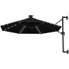 Väggmonterat trädgårdsparasoll med LEDs 300 cm svart vidaXL – miniatyr 2