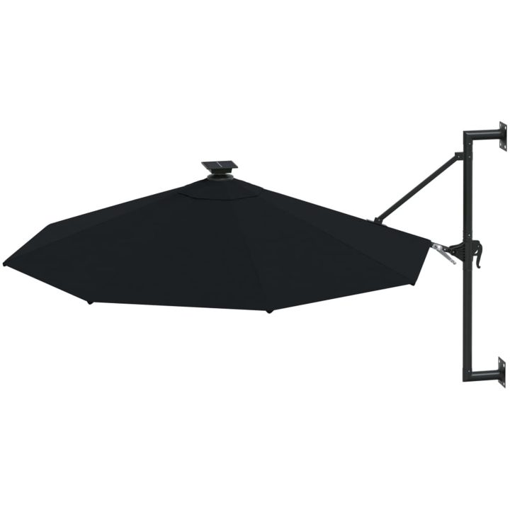 Väggmonterat trädgårdsparasoll med LEDs 300 cm svart vidaXL – bild 3