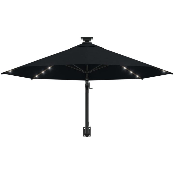 Väggmonterat trädgårdsparasoll med LEDs 300 cm svart vidaXL – bild 4