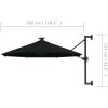 Väggmonterat trädgårdsparasoll med LEDs 300 cm svart vidaXL – miniatyr 9