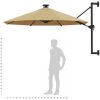 Väggmonterat trädgårdsparasoll med LEDs 300 cm taupe vidaXL – miniatyr 10
