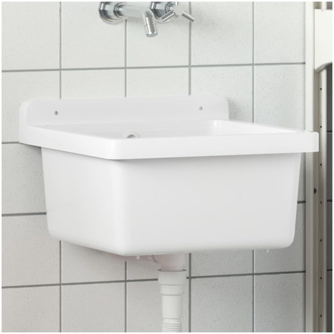 Väggmonterat tvättställ vit harts vidaXL 40 x 40 x 24 cm
