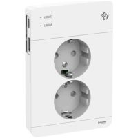 VÄGGUTTAG 2-VÄGS MED USB VITWDE002195