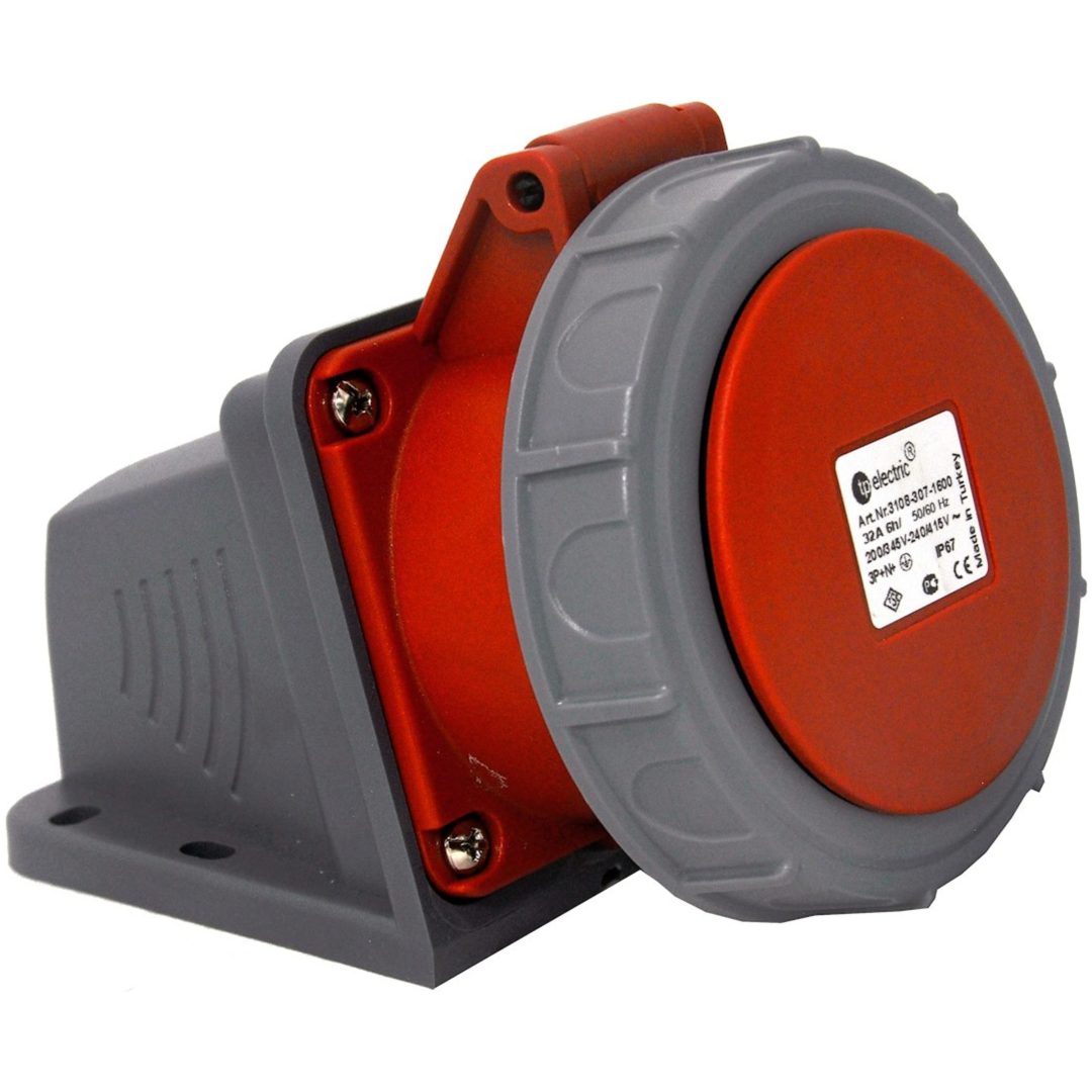 Vägguttag, 32A, 3P+N+J, 6h, 400V, IP67 MALMBERGS