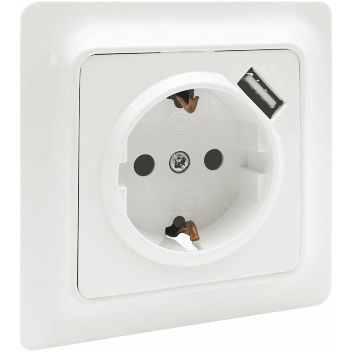 Vägguttag Gamma, 1-vägs med 1 st USB-uttag MALMBERGS – bild 2