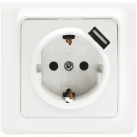 Vägguttag Gamma, 1-vägs med 1 st USB-uttag MALMBERGS