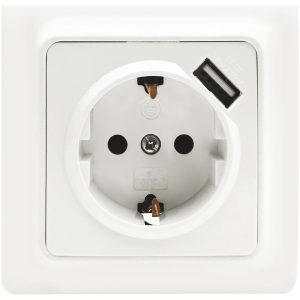 Vägguttag Gamma, 1-vägs med 1 st USB-uttag MALMBERGS