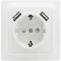 Vägguttag Gamma, 1-vägs med 2 st USB-uttag MALMBERGS