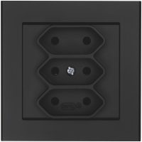 Vägguttag Optima 3-vägs Euro-uttag Svart Skruvansl MALMBERGS