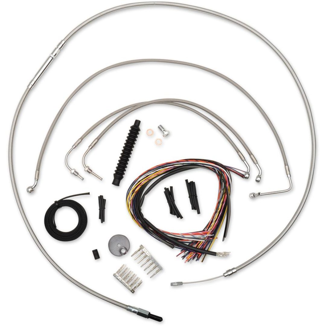 Vajerkit Komplett Rostfritt Stål Silver LA CHOPPERS CABLE KT C MINI 08-13FL