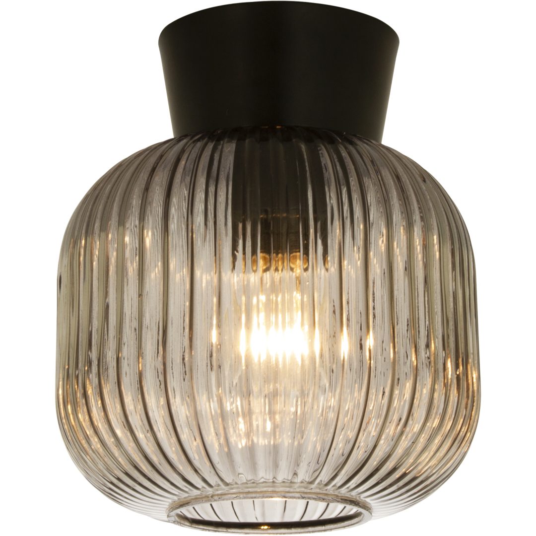 Vanja Plafond, ANETA HOME Sockel E27 Svart /Rökgrå