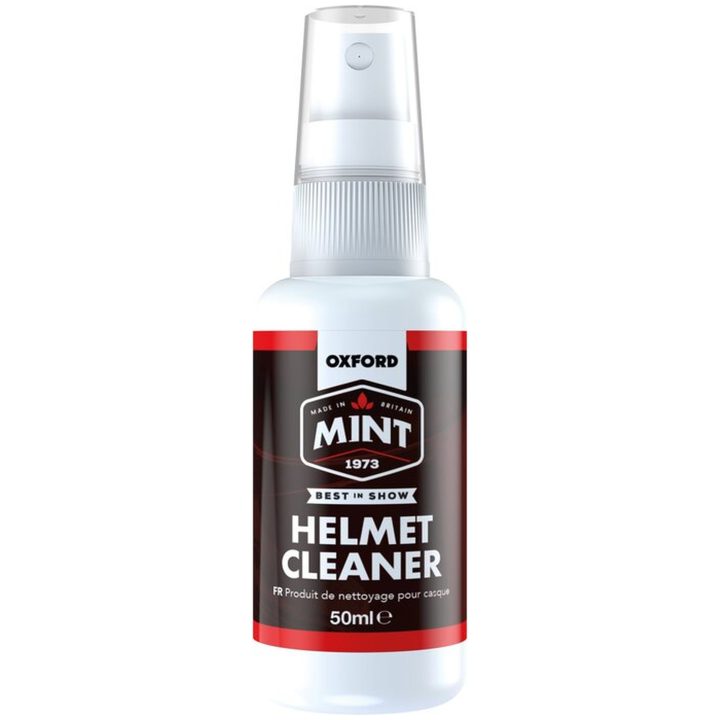 Vårdkit MC-Hjälm Vit/Klar OXFORD 1x Hjälmdesinfektionsmedel 1x Hjälmrengöring 1x Anti-Fog Sprej 1x Mikrofiberduk – bild 3