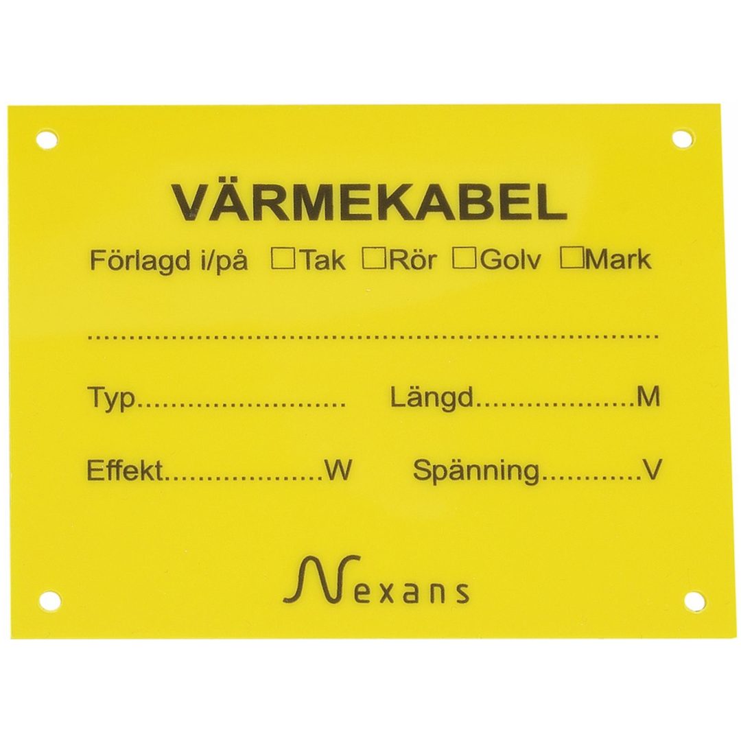Varningsskylt värmekabel MALMBERGS