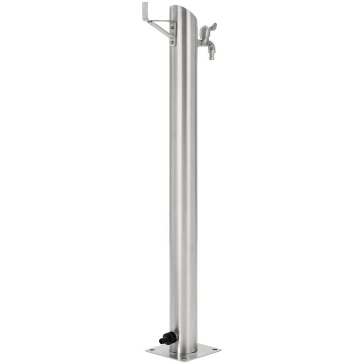 Vattenpost för trädgården 95 cm rostfritt stål rund vidaXL – bild 3