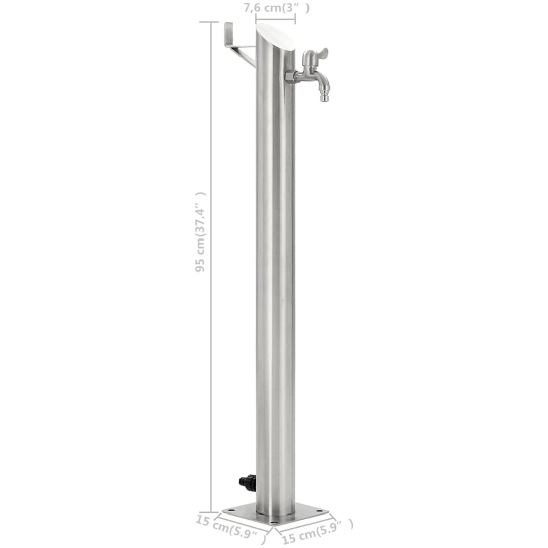 Vattenpost för trädgården 95 cm rostfritt stål rund vidaXL – bild 8