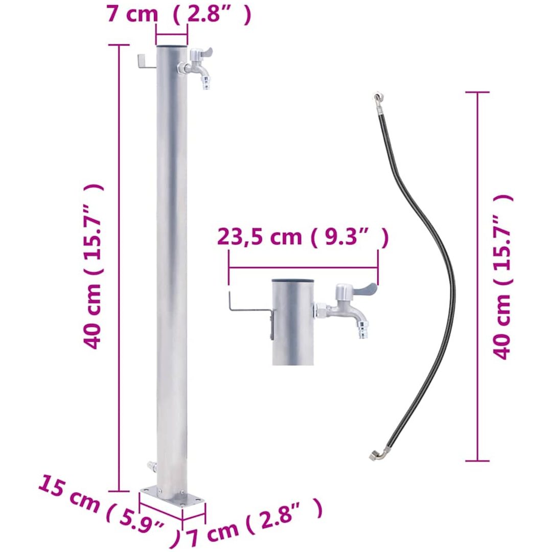 Vattenpost rostfritt stål rund vidaXL 40 cm – bild 7