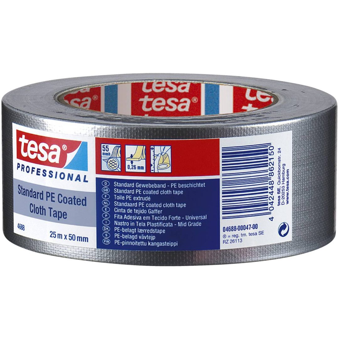 Vävtejp - byggtejp 4688 TESA TEJP VÄV 4688 50MX50MM SILVER