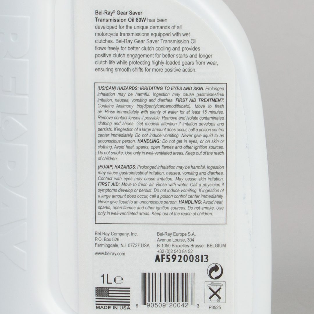 Växellådsolja BEL-RAY 80W 1L – bild 2