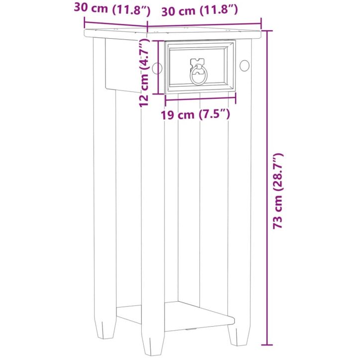 Växtbord Corona 30x30x73 cm massiv furu vidaXL – bild 9