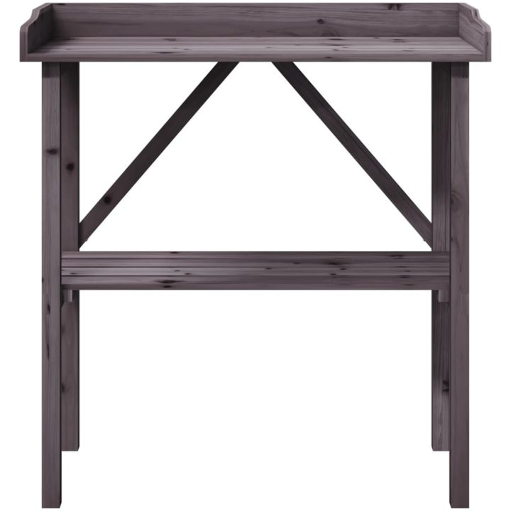 Växtbord med hylla grå 78x38x82,5 cm massivt granträ vidaXL – bild 4