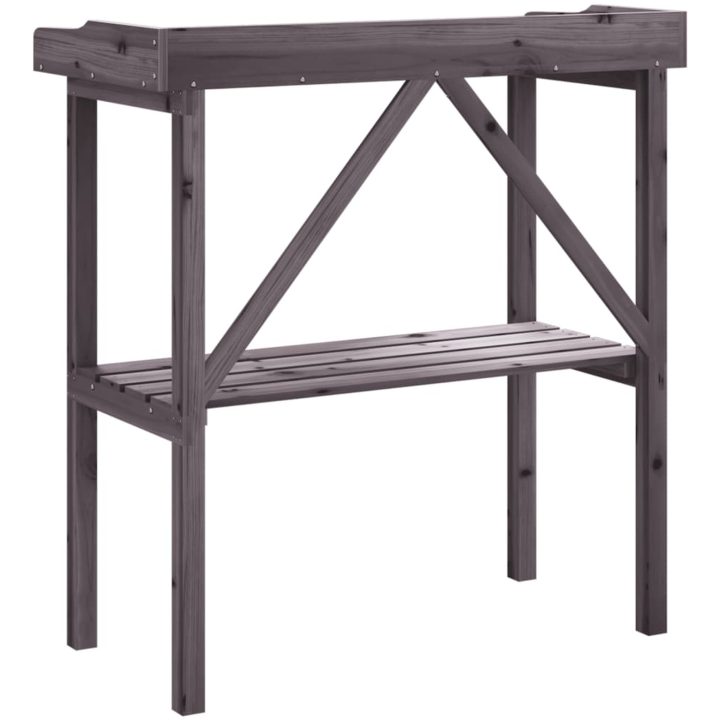 Växtbord med hylla grå 78x38x82,5 cm massivt granträ vidaXL – bild 6