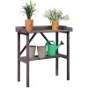 Växtbord med hylla grå 78x38x82,5 cm massivt granträ vidaXL – miniatyr 1