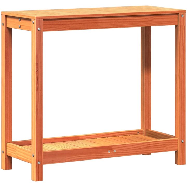Växtbord med hylla vaxad brun massiv furu vidaXL 82.5 x 35 x 75 cm – bild 2