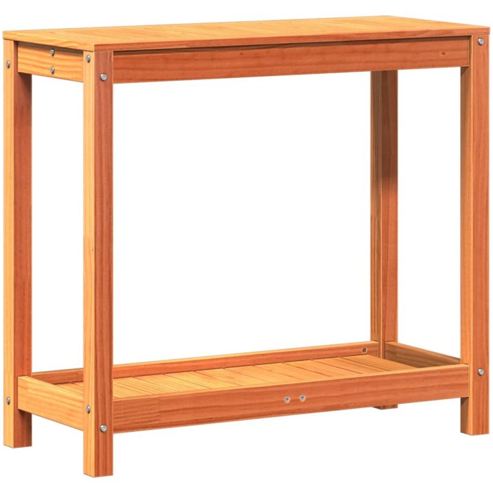 Växtbord med hylla vaxad brun massiv furu vidaXL 82.5 x 35 x 75 cm – bild 7