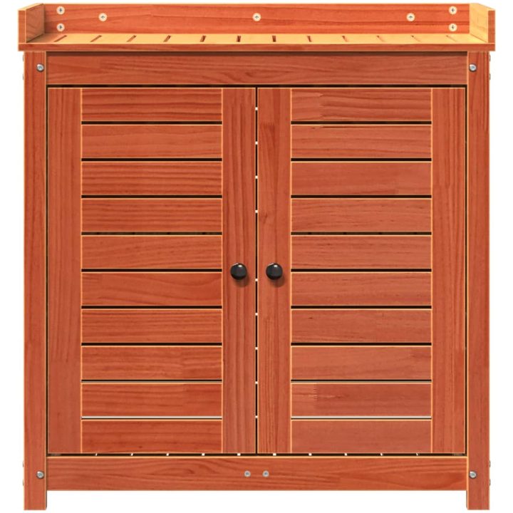 Växtbord med hyllor brun 82,5x50x86,5 cm massiv furu vidaXL – bild 5
