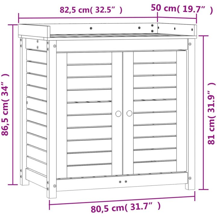 Växtbord med hyllor brun 82,5x50x86,5 cm massiv furu vidaXL – bild 10