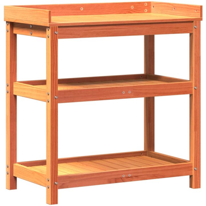 Växtbord med hyllor brun cm massiv furu vidaXL 82,5 x 45 x 86,5 – bild 2