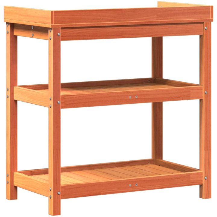 Växtbord med hyllor brun cm massiv furu vidaXL 82,5 x 45 x 86,5 – bild 7
