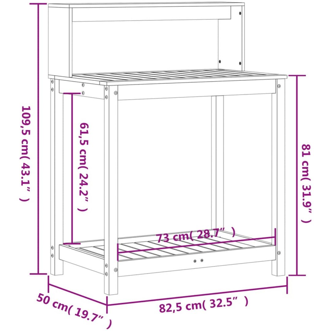 Växtbord med hyllor massivt douglasträ vidaXL 82,5 x 50 x 109,5 cm – bild 10