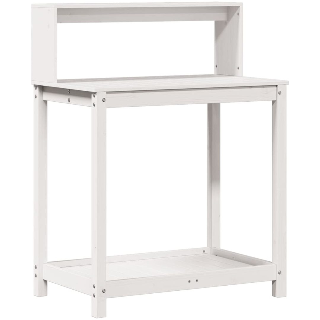 Växtbord med hyllor vit massiv furu vidaXL 82,5 x 50 x 109,5 cm – bild 2